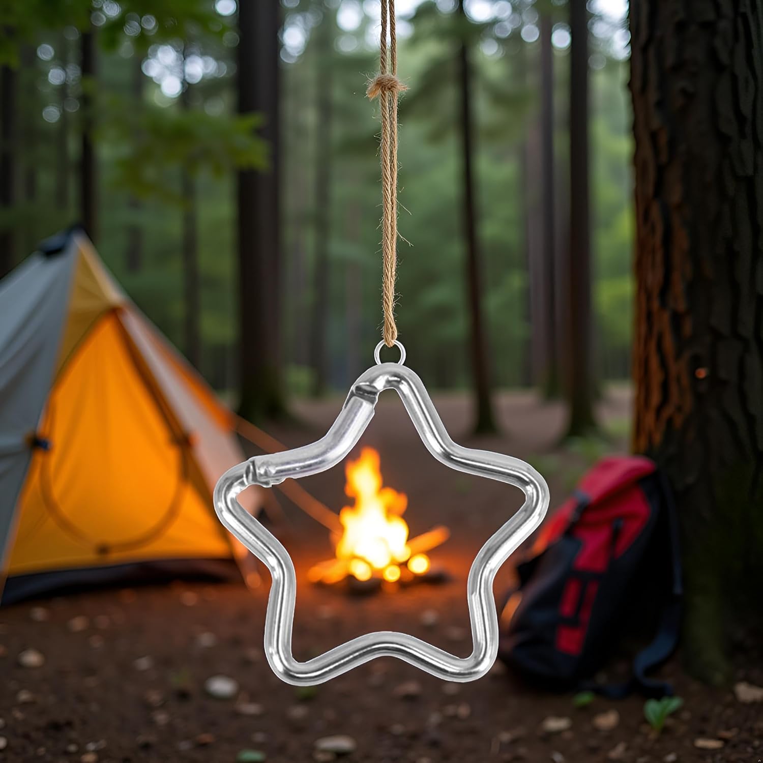 Silver Carabiner Clip, Star Shaped Climbing Buckle, Aluminum Alloy Heavy Duty Keyring Hook for Camping Fishing Hiking Traveling Aluminum Key Chain Clip Accessories Outdoor - Image 7