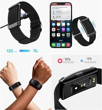 Smart Bracelet Fitness Tracker Wristband 24 Hours 365 Days Auto Sleep Tracker Heart Rate HRV Body Temperature Female Health Monitor AI Analysis Vibration Reminder 170+ Sports Modes with 2 Bands