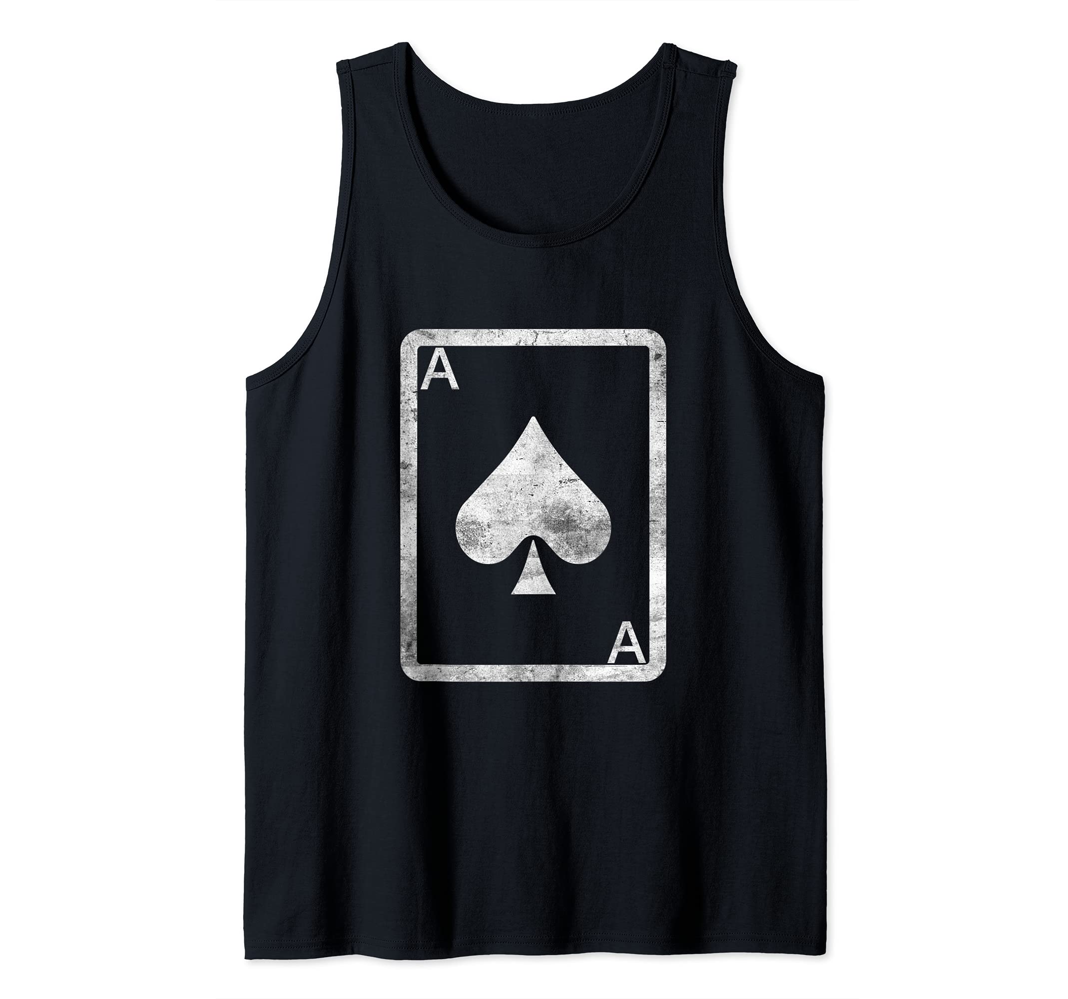 Mens Funny Poker Card Ace Spade Design Gambling Cards Player Tank Top, Black