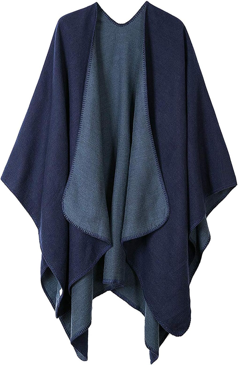 Women's Plaid Sweater Poncho Cape Coat Open Front Blanket Shawls and Wraps