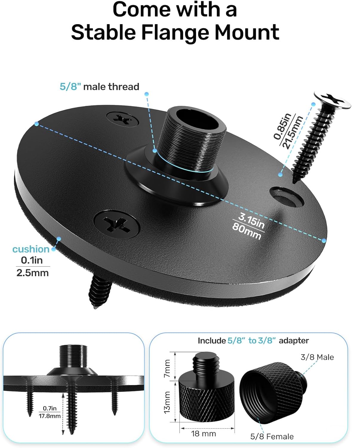 19-inch Gooseneck Microphone Holder + 8 Pcs Mic Stand Adapter Set