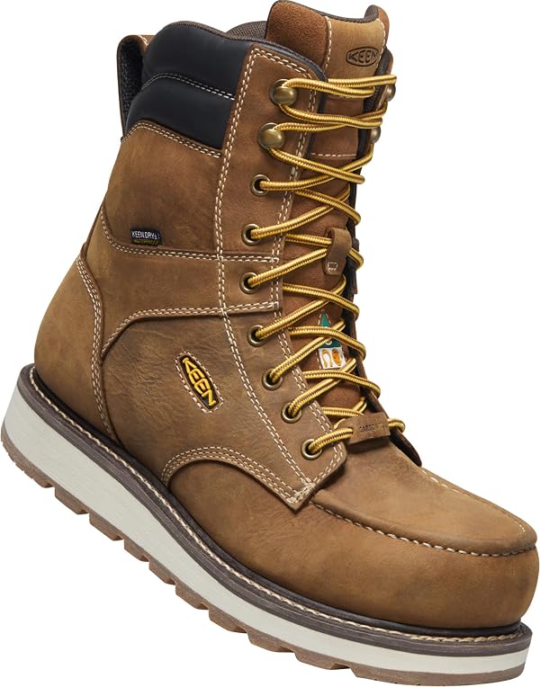 KEEN Utility Men’s CSA Cincinnati 8” Waterproof Composite Toe Wedge Work Boots, Belgian/Sandshell, 12 2E (Wide) US by KEEN Utility - Used condition - CA$189.34