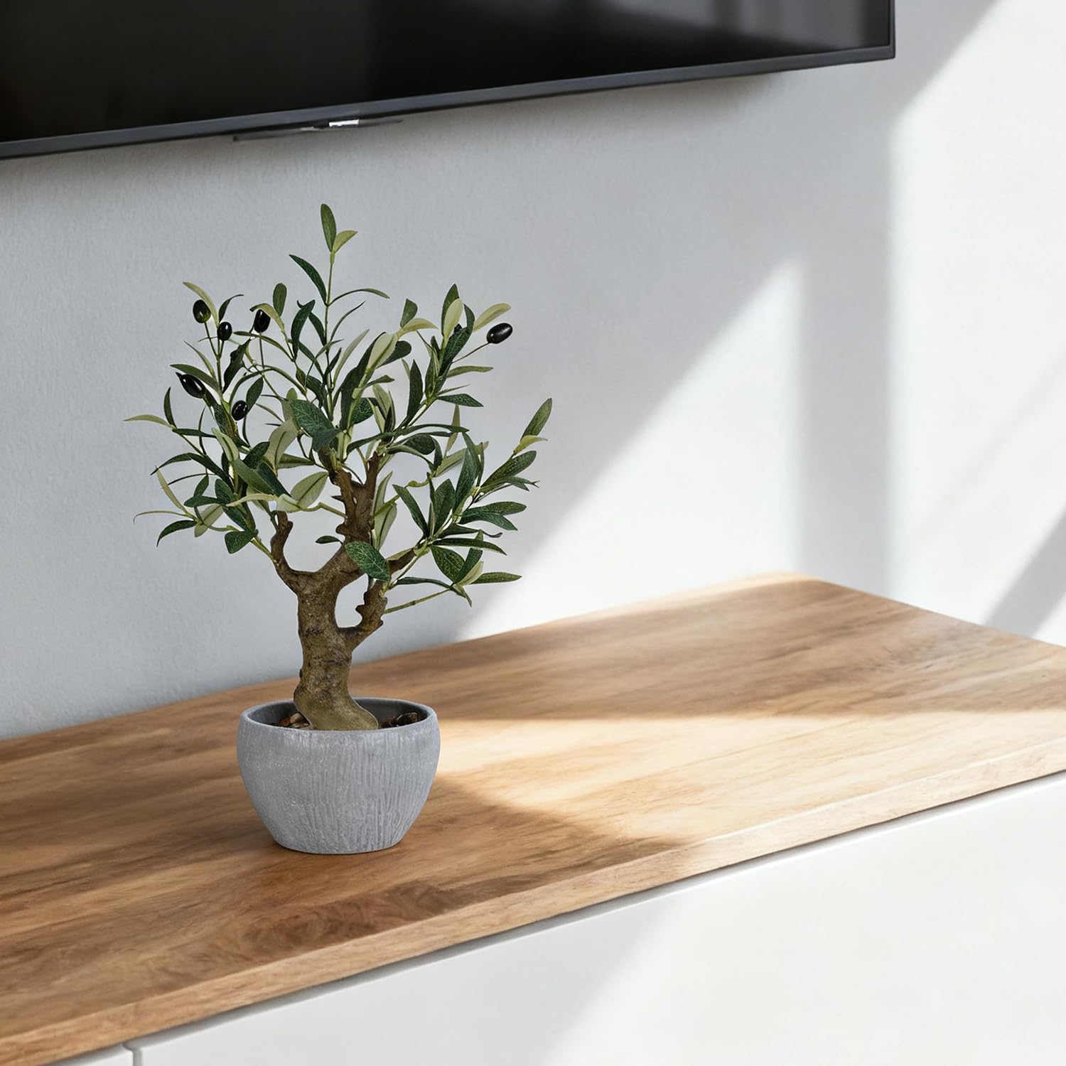 TOARTi Artificial Olive Tree Potted Plant with Stone Pot, 20.5" Tall Japanese Bonsai Tree Faux Plants Desk Plant, Realistic Greenery Decor for for Home Bedroom Bathroom Office Desk