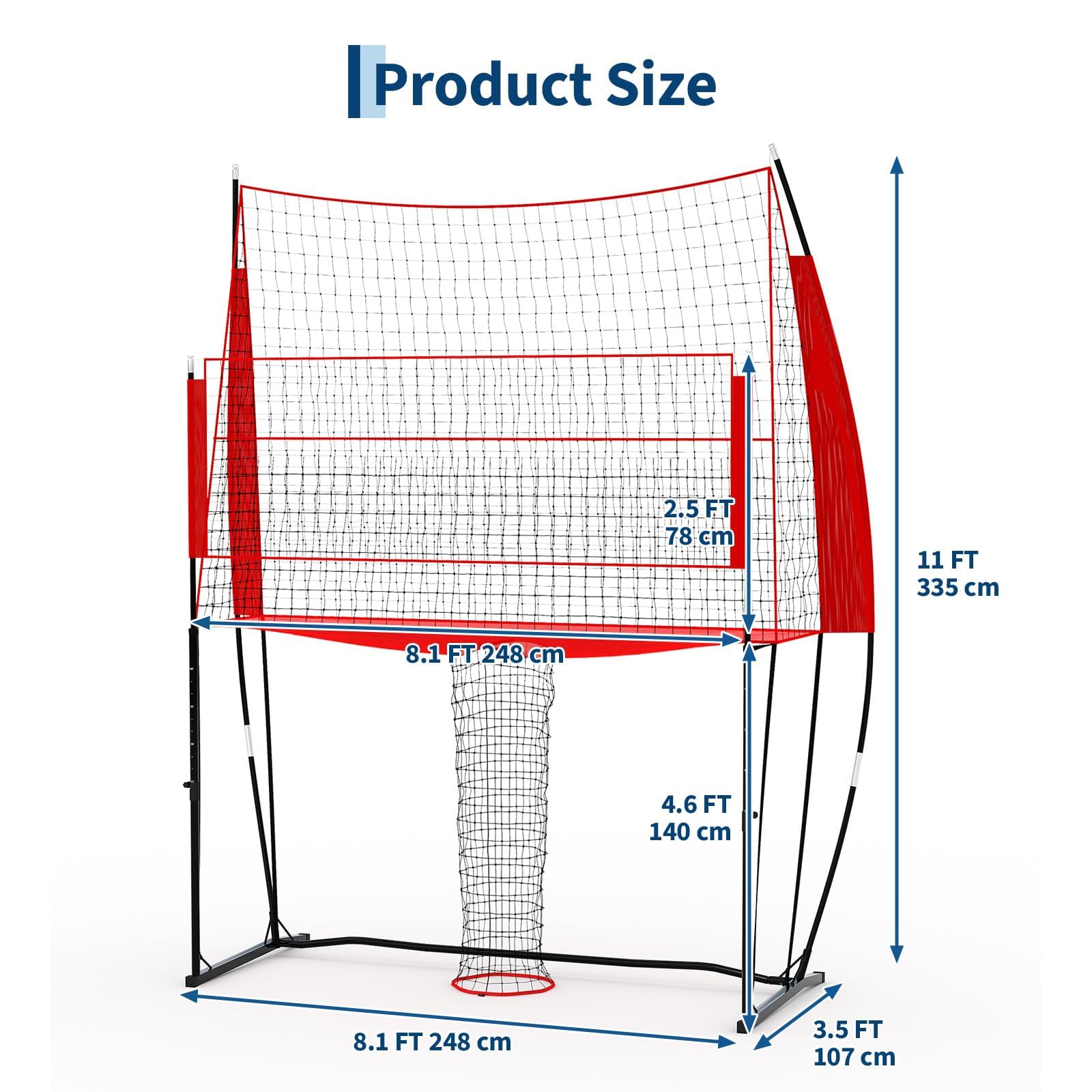Filet de Volley-Ball réglable 2,4 x 3,4 m avec sac de transport