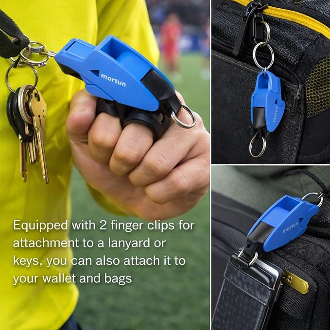 Silbato deportivo portátil con clips, azul miniatura 3