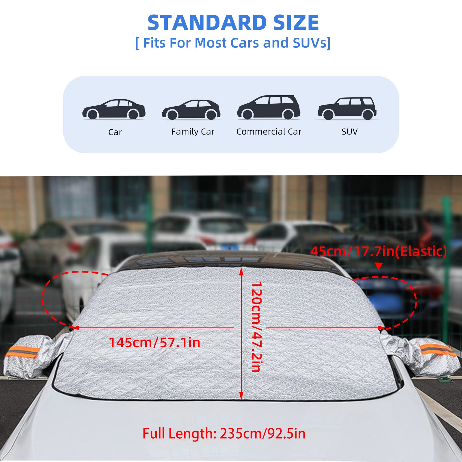 HIFROM Protezione Parabrezza Auto 145x120cm Magnetico Impermeabile Anti Neve Ghiaccio Gelo