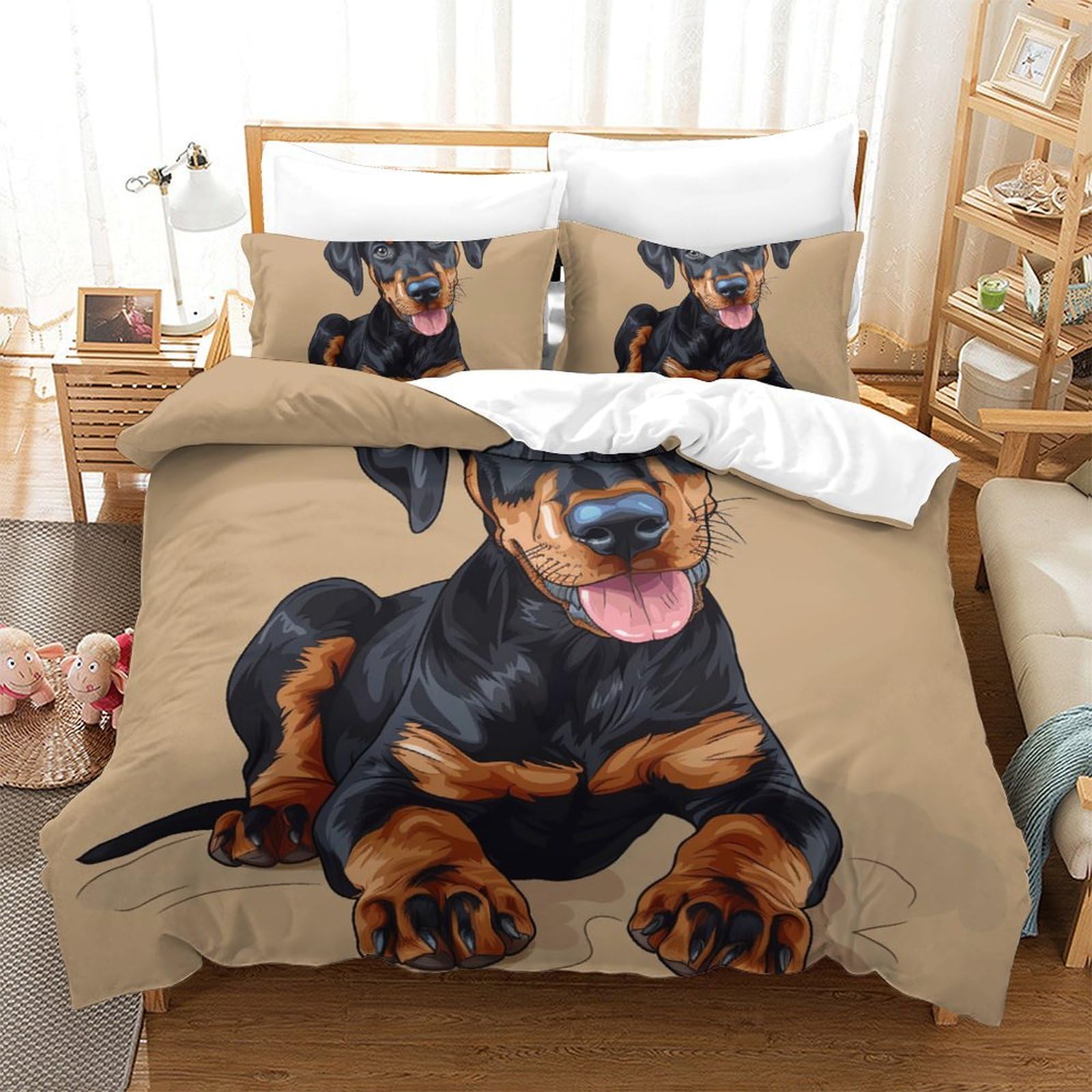 Parure de lit chien Rowena double 200x200 en microfibre respirante