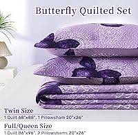 Vista 6 de ARTALL Juego de edredón de 2 piezas con estampado de mariposas, microfibra suave, ligera, colcha para cama, cubrecama, manta para arrojar con 1