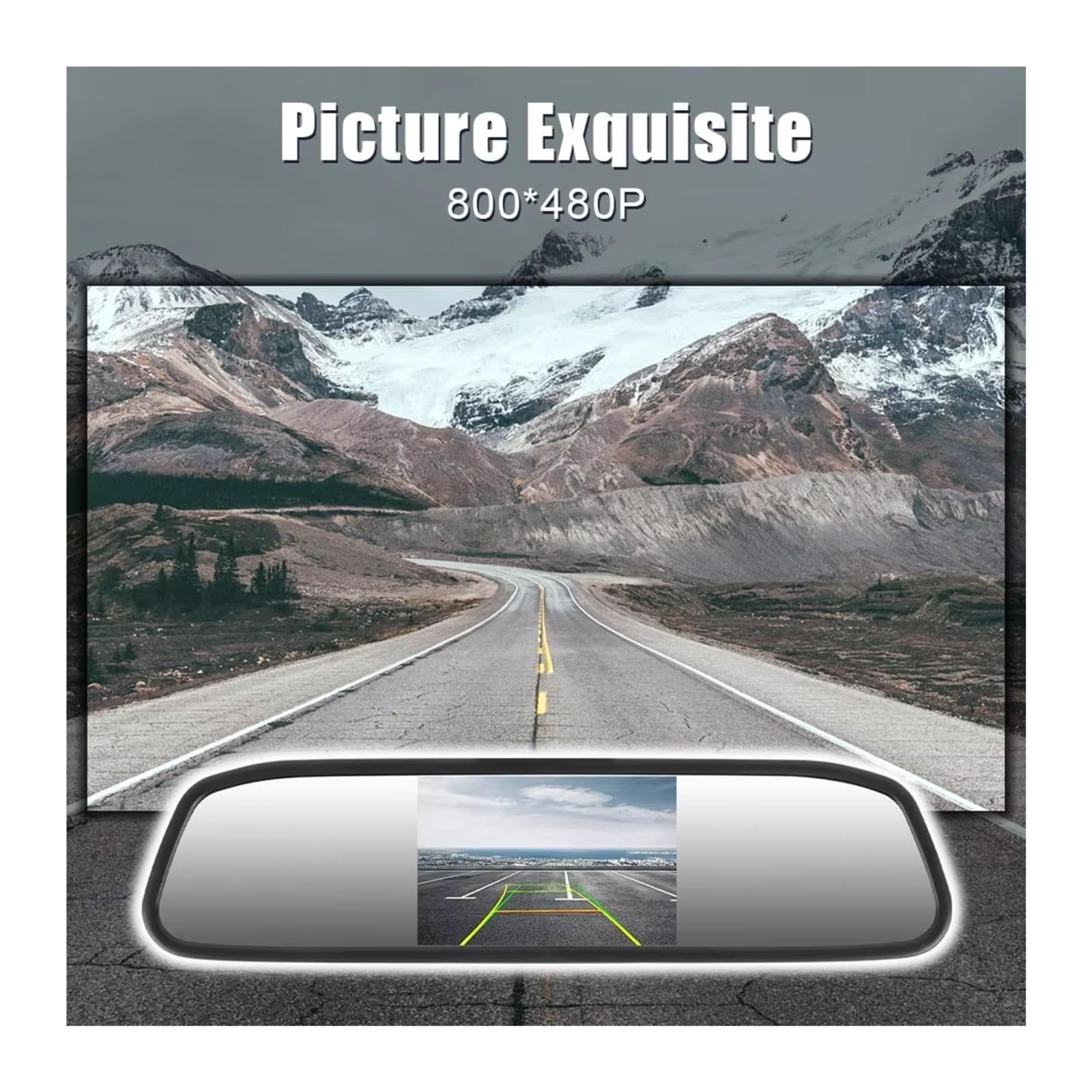 Cámara Visión Trasera para Espejo Interior Coche 12 V Monitor Aparcamiento Reproductor DVD PDC Pantalla 4,3 Pulgadas Vídeo HD Cámara de Respaldo(Only Mirror)