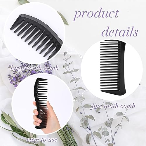 Miniatura 5 de Juego de aseo multiusos para el cabello, paquete de 2 peines de peluquero de doble cara, plástico de 7.2 pulgadas para hombres y mujeres, dientes