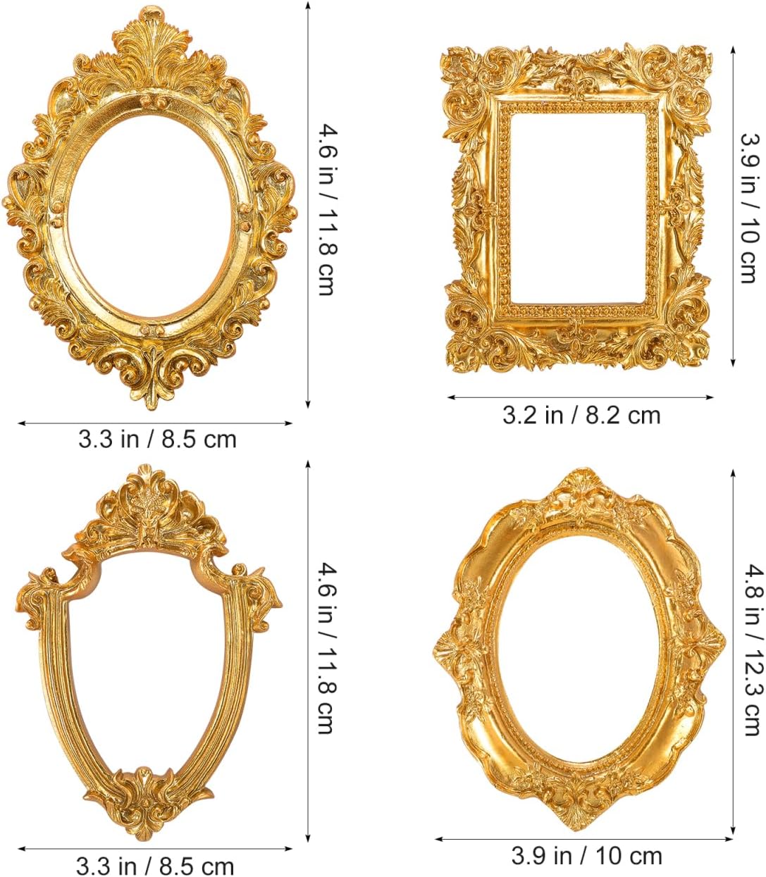 Garneck 5pcs Mini Gold Picture Frames Small Vintage Style Photo Frames Creative Desktop Adornments for Photography Props Home Decor Jewelry Display Photo Props