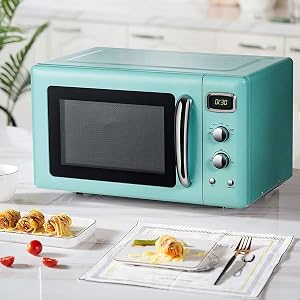GOFLAME Large 0 9Cu ft Countertop Microwave Oven 900-Watt Retro Microwave w Child Safety Lock Defrost Auto Cooking