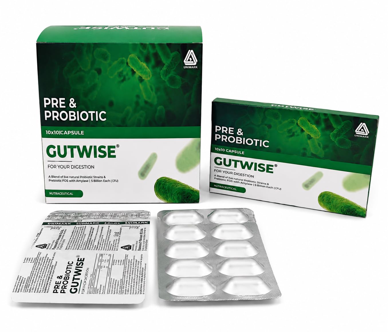 GUTWISE Prebiotics Probiotics Supplement, five natural Strains, Good Bacteria for Gut Health & Digestion Support, Men Women, 20 capsules (pack of 2x10)-image-8