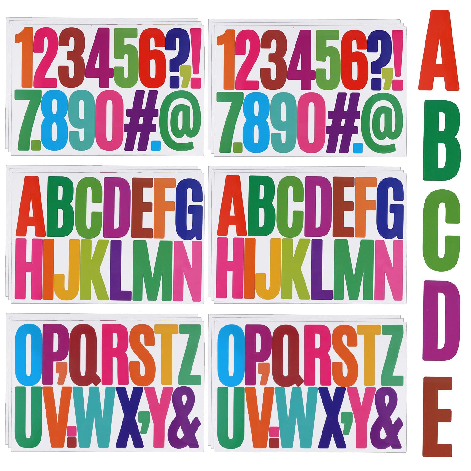 18 Hojas de Pegatinas de Números del Alfabeto, Pegatinas Vinilo Letras de 7,6cm Pegatinas de Alfabeto en Capital Impermeables para Manualidades Buzón Decoración del Hogar(Multicolor)