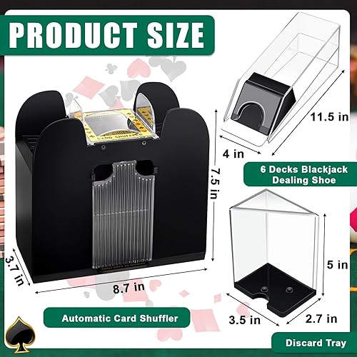 Miniatura 8 de Aoriher Juego combinado de Blackjack, incluye Blackjack Layout Felt Blackjack Shoe 6 barajas, bandejas de descartar para Blackjack, 10 tarjetas