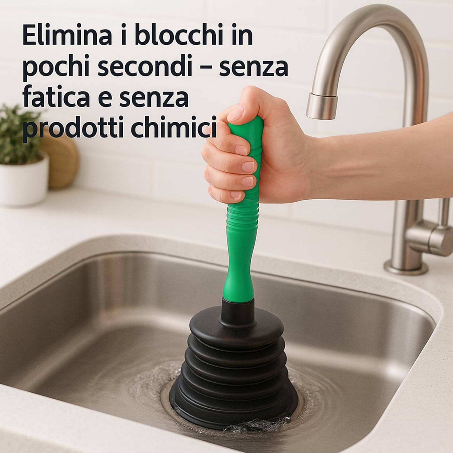 Stura lavandini e scarichi con ventosa sturalavandini – Suzione potente e riutilizzabile – Rimuove ingorghi in doccia, lavabo, vasca e cucina – Sturalavandino multiuso durevole (Verde Chiaro)