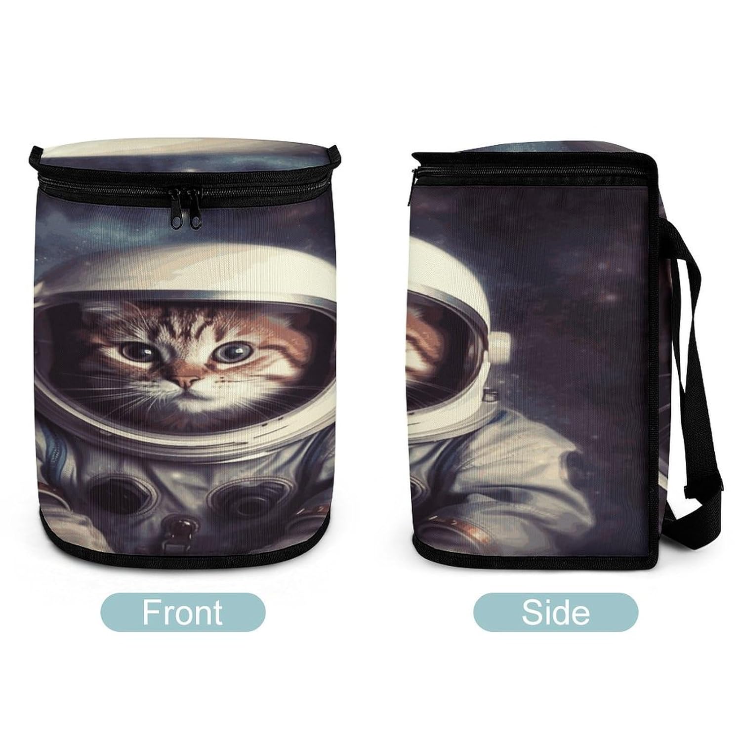 Hanging Car Trash Bag Animal Cat Astronaut Printed Car Garbage Storage Bag Leakproof Car Trash Can Portable Garbage Storage Bags