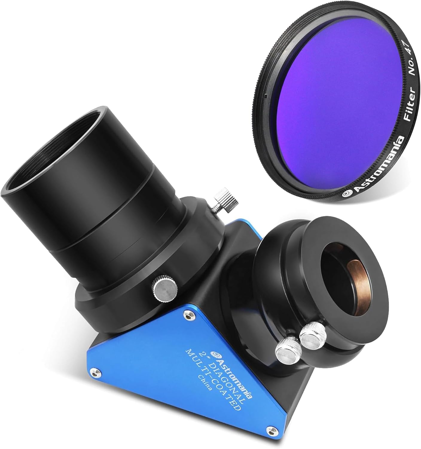 Astromania 2" Color/Planetary Filter for Telescope - #47 Dark Blue - Bundle with - Telescope Diagonal 2" 90° Diagonal Mirror 99%