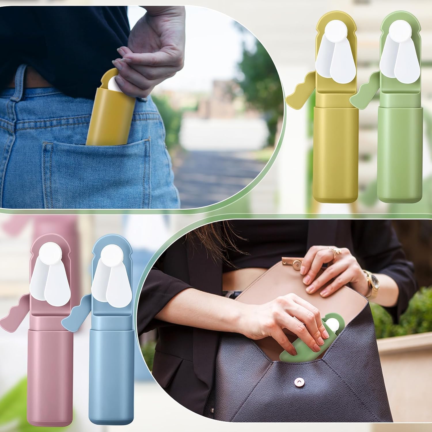 24 Pcs Mini Hand Press Fan Bulk Small Portable Cute Fan Plastic Handheld Manual Personal Cooling Party Favor Summer Outdoor Travel Camping Gifts, No Battery Included