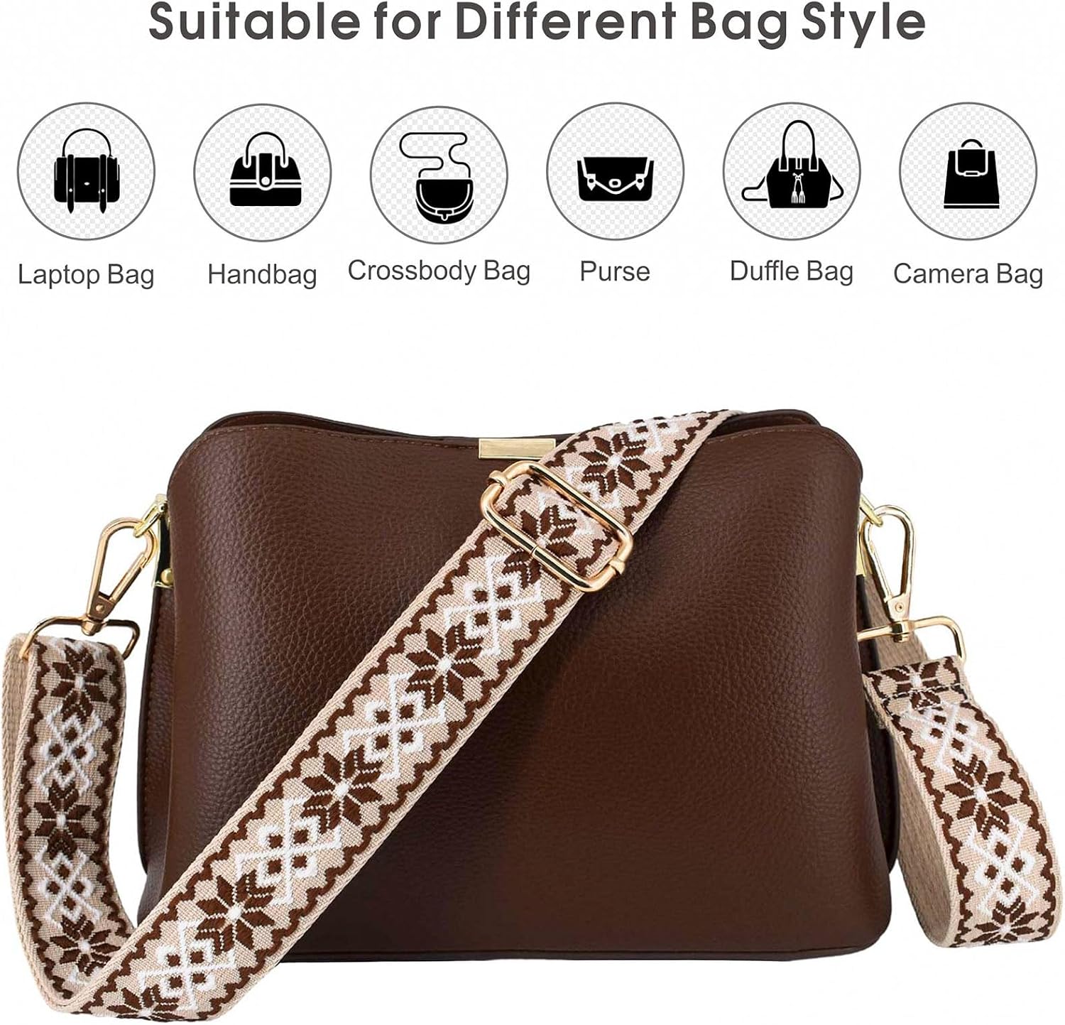 Replacement Purse Strap Shoulder Strap Adjustable Crossbody Strap for Women Crossbody Wide Shoulder Bag image 4