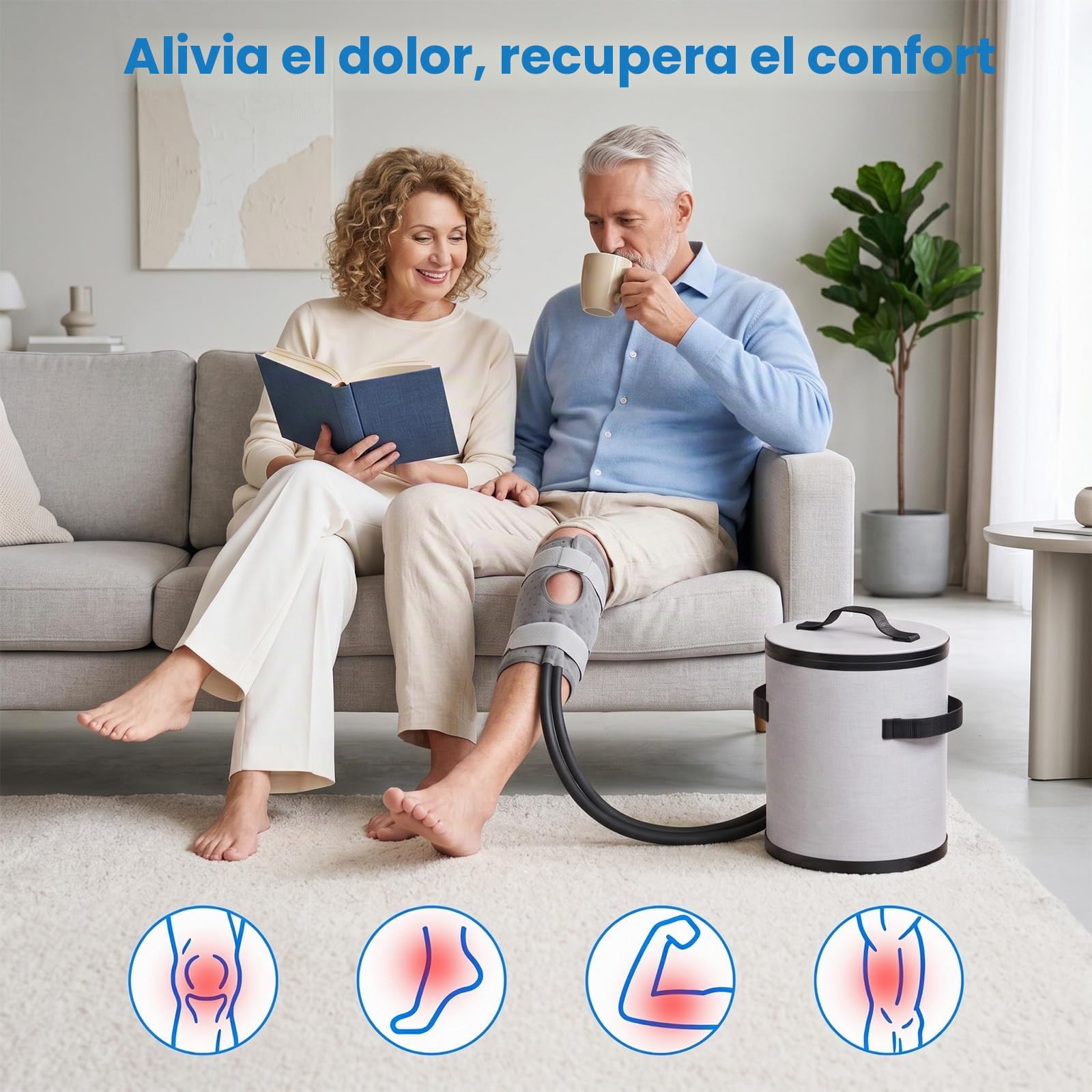 Máquina de crioterapia portátil con temporizador – manguito de hielo reutilizable para rodilla, cadera, tobillo y muslo