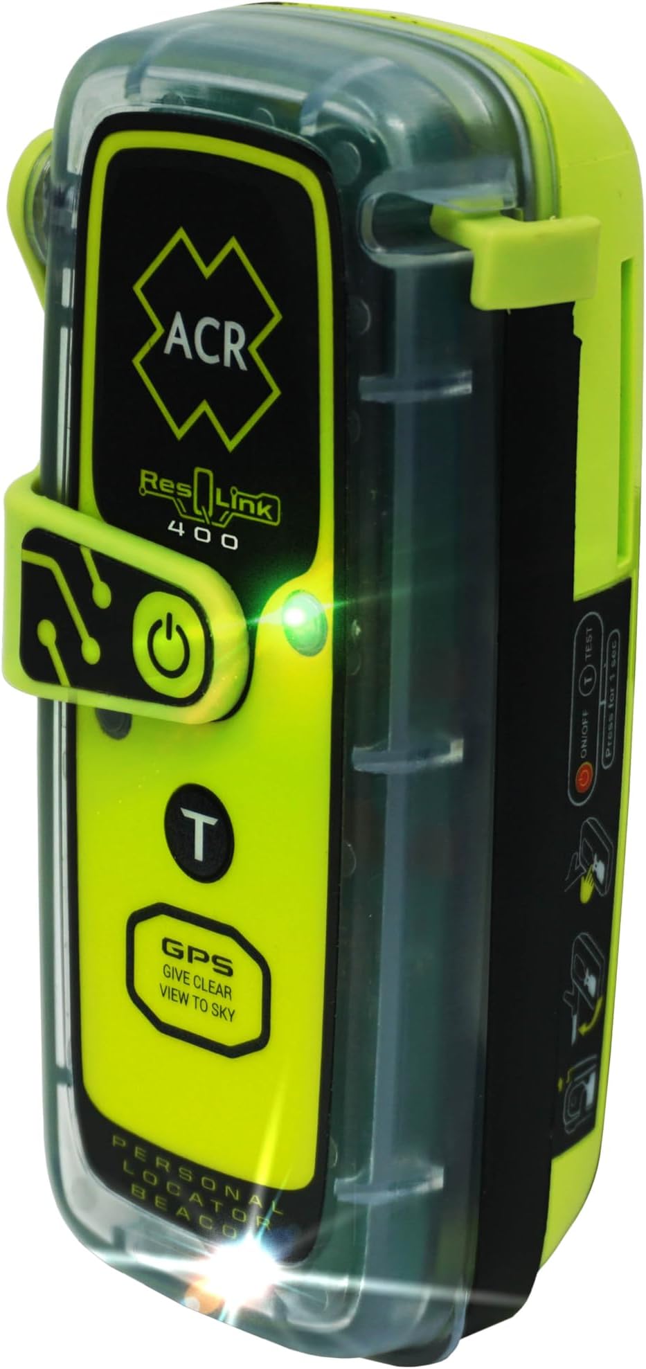 ACR ResQLink 400 - SOS Personal Locator Beacon with GPS and Global Coverage - Designed to Alert Search and Rescue Efforts for Any Outdoor Emergency - Ideal for Hiking, Hunting, Boating, Fishing