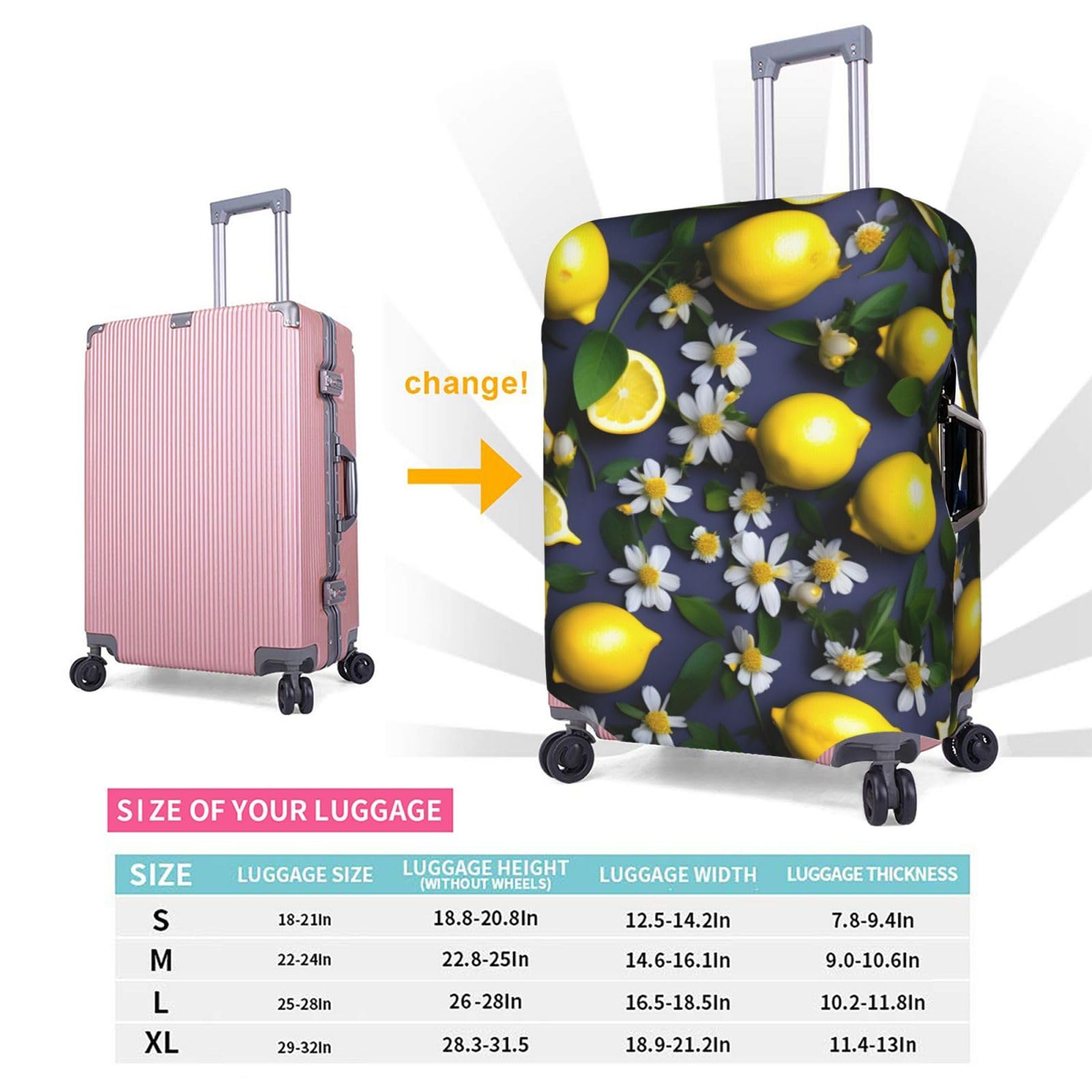 KLJnmbb Geel Citroen Print Universele Koffer Cover Bagage