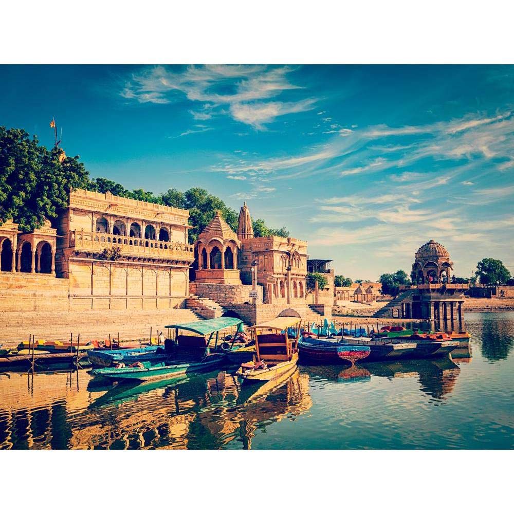 ArtzFolio Gadi Sagar Lake of Jaisalmer, Rajasthan, India D1 Canvas Painting | MDF Wood Mounting Frame 26.7inch x 20inch (67.7cms x 50.8cms)