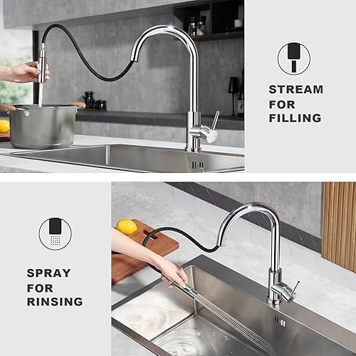 Miniatura 33 de Tohlar Grifo de agua potable para fregadero de cocina, grifo de agua filtrada de níquel cepillado, grifo de ósmosis inversa sin plomo, sistema de