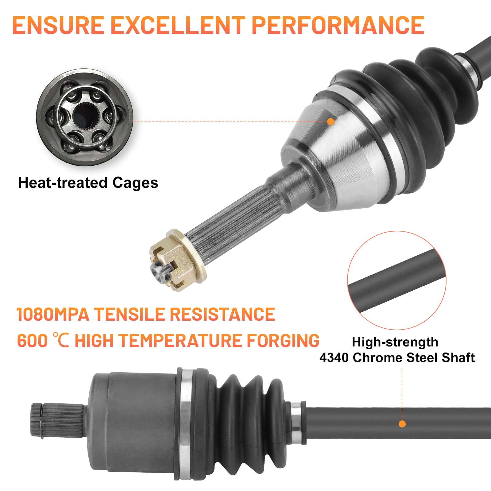 Caltric Front CV Axle Set (Left & Right) For Polaris Sportsman 400, 450, 500, 700, 800 Models