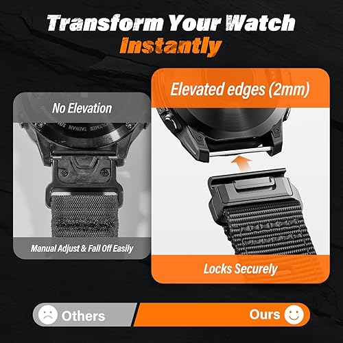 Miniatura 3 de CUZOW Para Garmin Fenix 5X5X Plus, Fenix 6X6X Pro, Fenix 7X, Fenix 33 HR, Descent, repuesto de correa de reloj de liberación rápida de nailon de
