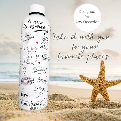 Miniatura 6 de Botella de agua motivacional de 24 onzas  Be Unstoppable, acero inoxidable, botella de afirmación, regalo positivo para mujeres, jefa, vasos