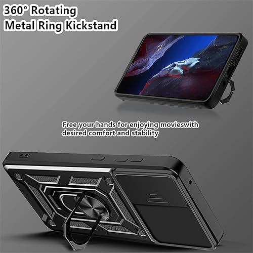 Miniatura 5 de CCSmall Funda para Xiaomi Poco F5 Pro 5G con cubierta de cámara deslizante para hombres, funda protectora de grado militar para teléfono con soporte