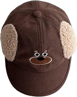 Gorras de béisbol para niños, suaves, cómodas, de pana, a prueba de viento, con bordado, para viajes y uso diario, cálido y transpirable, Color café, Talla única