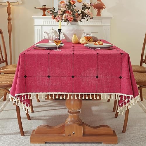 Pahajim - Mantel rectangular de peso de lino y algodón, resistente al polvo, para fiestas, para la cocina, para cenas