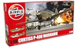 WWII Curtiss P-40B Warhawk 1:48 Military Aircraft Plastic Model Kit, Green,Green/White, Small