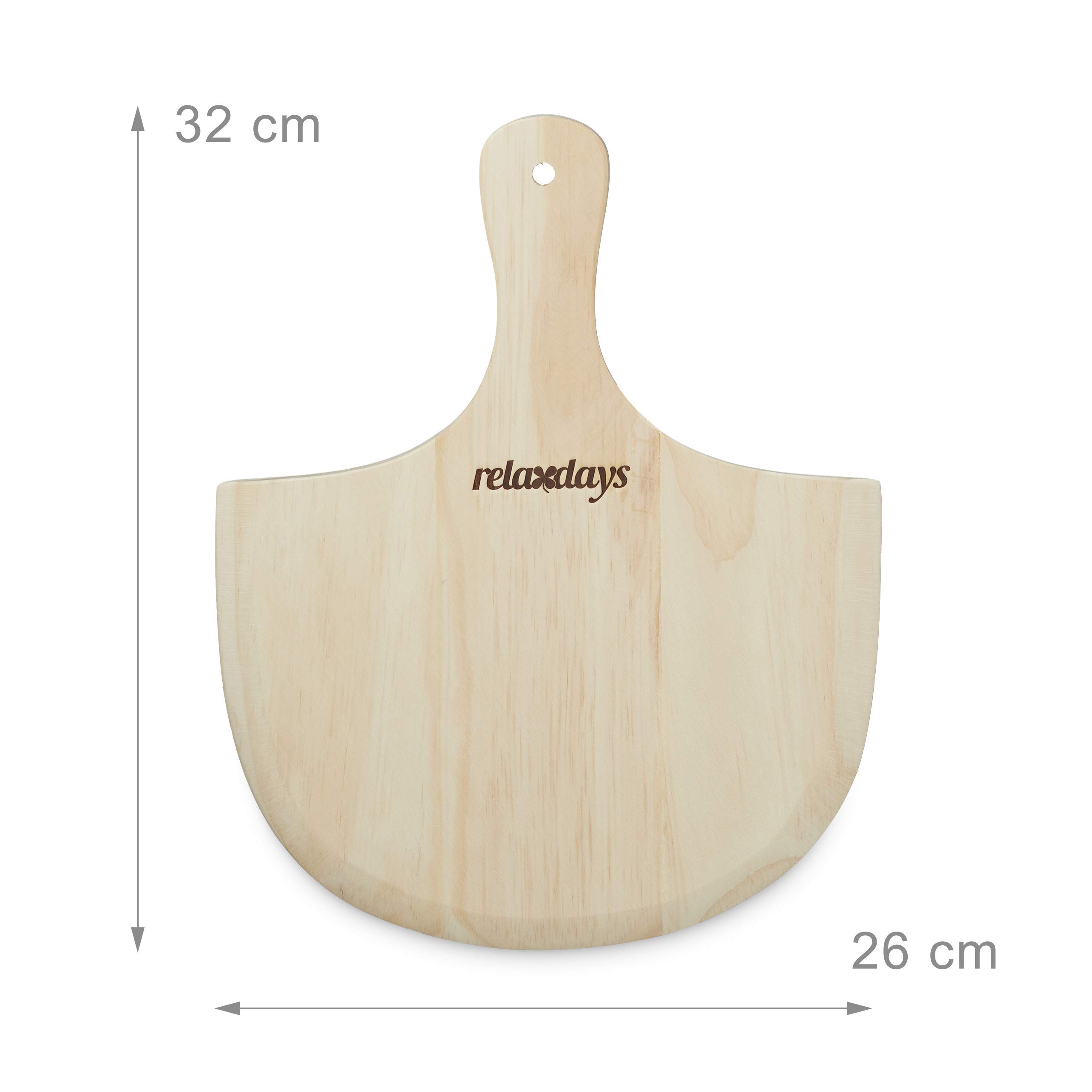 Relaxdays 10020491 Pierre à pizza ronde 1 cm avec support en métal pierre à pain cuisson four pelle à pizza bois spatule HxlxP: 4 x 32 x 32 cm, nature