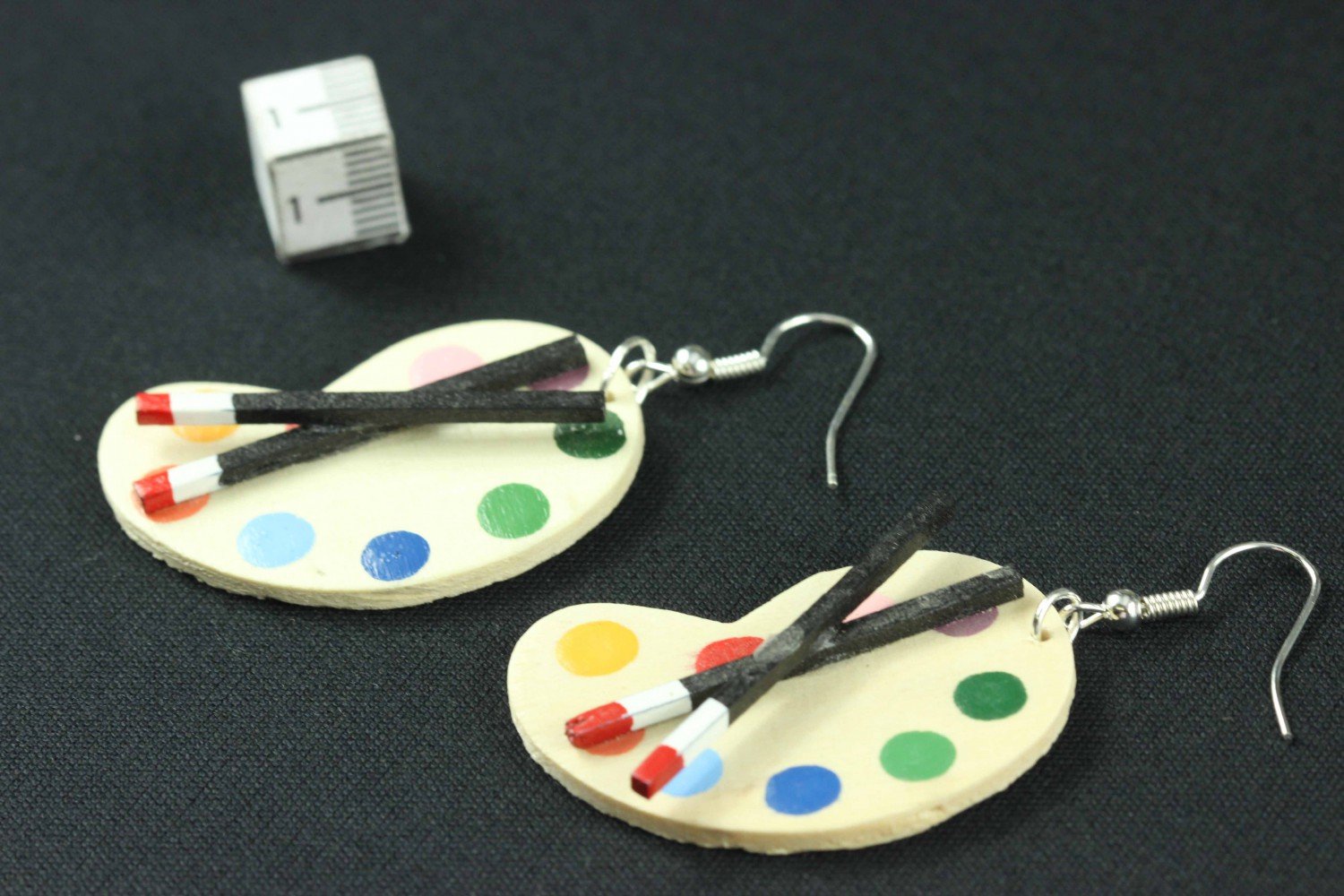 Paint Palette Painting Set Earrings Miniblings Brush Painter Artist Wood