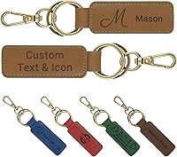 Personalized Double-Sided Leather Keychain - Custom Engraved Names/Text, Durable Gift for Men & Women