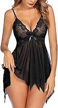 Avidlove Damen Sexy Nachthemd Spitze Babydoll Curvy Negligee Elegant Kleid V-Ausschnitt Schlafhemd