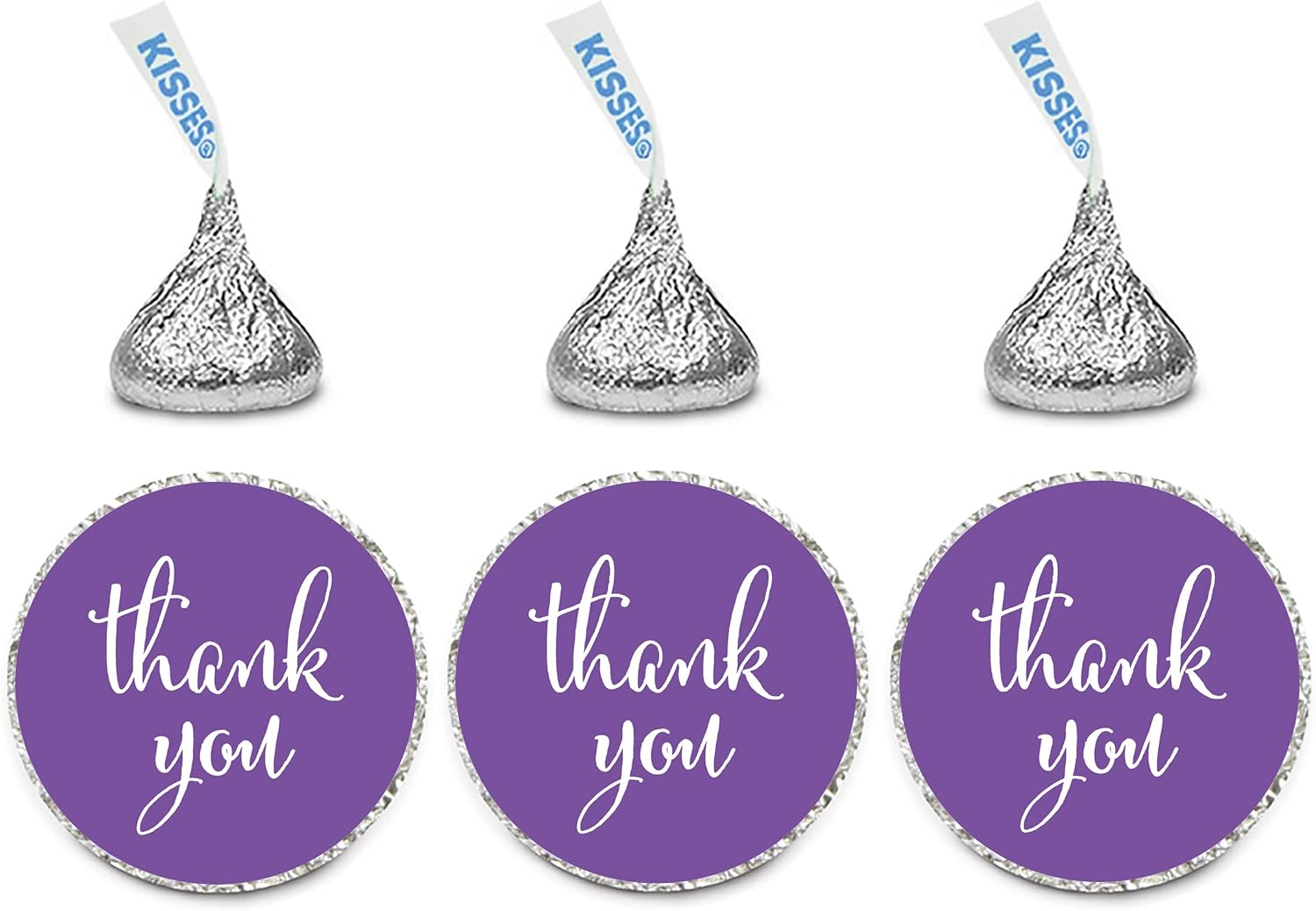 Andaz Press Chocolate Drop Labels Stickers, Thank You, Royal Purple, 216-Pack, for Wedding Birthday Party Baby Bridal Shower Kisses Party Favors Decor Envelope Seals