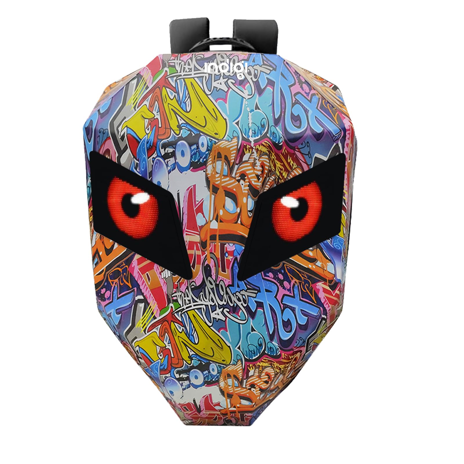 indigi Motorcycle Laptop Backpack Programmable Expandable Helmet Bag Shoulder Bag for Riding Hiking Travel Daily Use (Graffiti Style, Small)