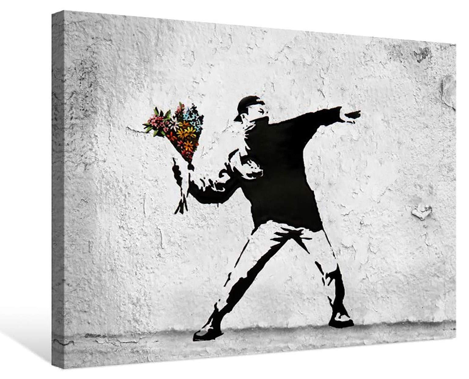 圧巻 バンクシー アート 花を捨てる少年 フィギュア オブジェ ホワイト 圧巻 バンクシー アート 花を捨てる少年 フィギュア オブジェ ホワイト