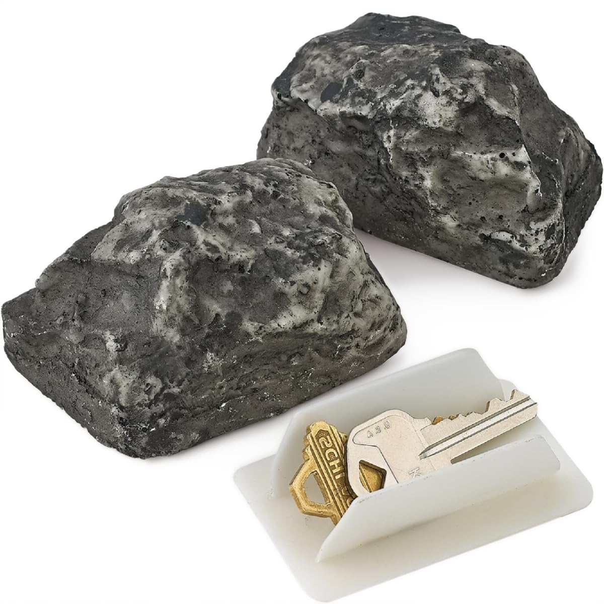 Hide a Key Outside Measupro Hide-A-Key Fake Rock, Outdoor Hidden Spare Key Holder, Realistic Weather-Resistant Rock with Secret Key CompartmentFake Rock