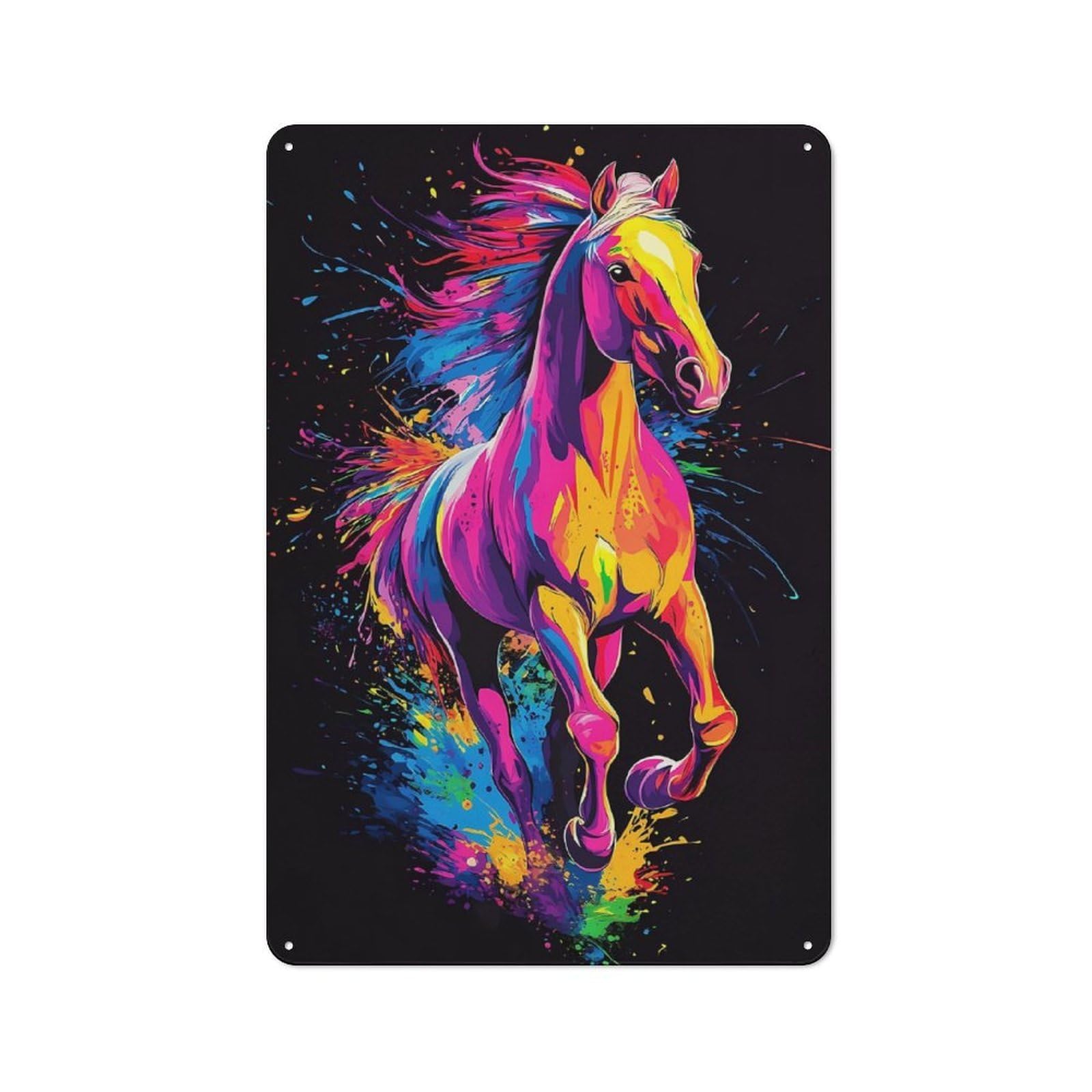 Junmoney Neon Horse Art Metal Plaque 30X20cm With For Pub Or Café, Rustic Decor, For Pub Decor Enthusiasts
