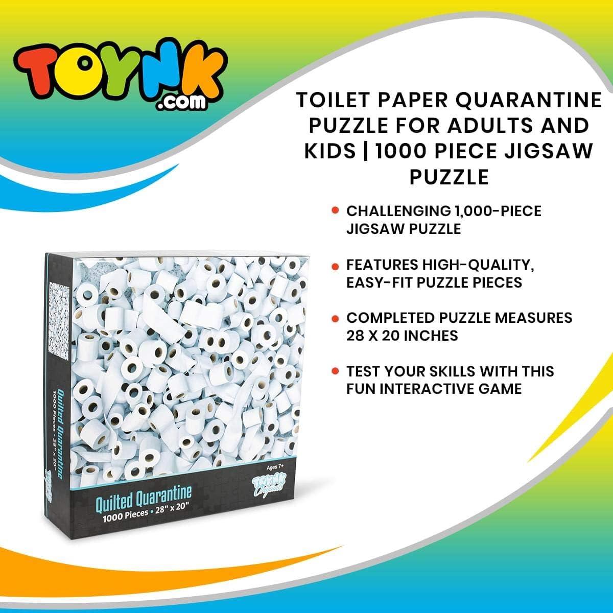 Quilted Quarantine Toilet Paper Puzzle for Adults and Kids | Difficult 1000 Piece Jigsaw Puzzle Toy | Funny Quarantine Gifts | Interactive Brain Teaser Challenge for Game Night | 28 x 20 Inches