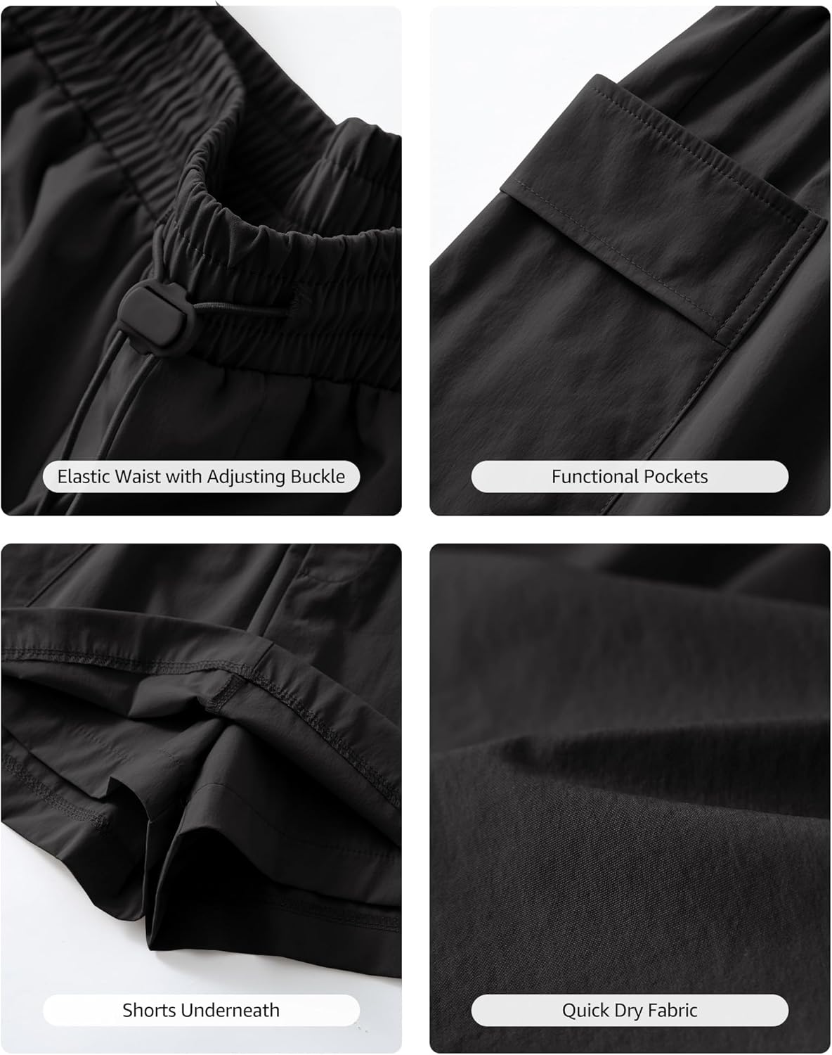 luvamia Skorts for Woman High Waisted Pull On Elastic Waist Cargo Pockets Quick Dry Hiking Tennis Sports Skirt Shorts - Image 5