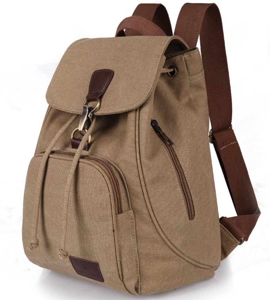 FOLLOWUS Women's Backpacks Vintage Rucksack Canvas Backpack School Bags Khaki