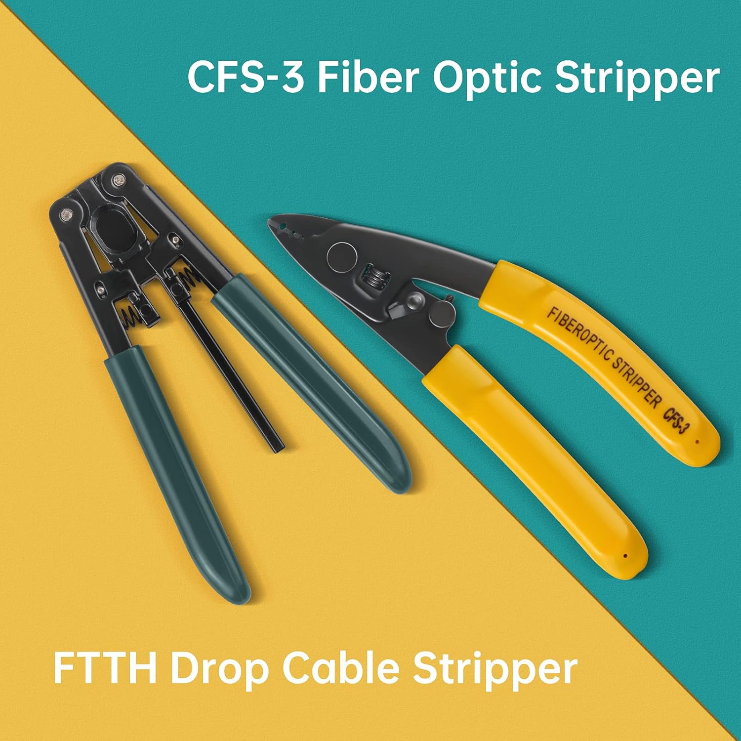 Fiber Optic Drop Cable Stripper for FTTH Drop Cables (Stripping Plier for Rubber-insulated Optical Cable) and CFS-3 Fiber Optic Stripper (3 Port Hole Fiber Optic Stripping Tool), Fiber Tool Kit