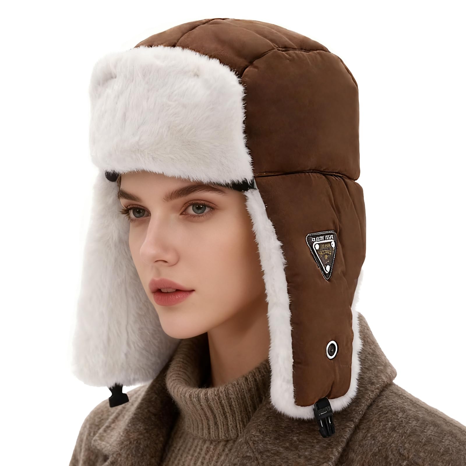 LY4U Herren Damen Winter Trapper Hut mit Ohrenklappen, Winddichte Thermo Wintermütze zum Skifahren, Wandern, Outdoor Aktivitäten (Passt 54-60cm)
